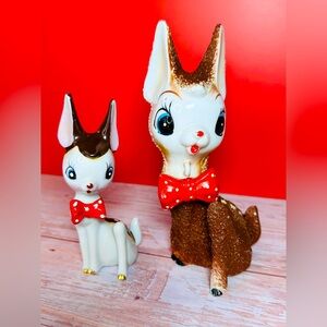 SOLD Darling Vintage Artnart Large Sugared Mama Deer & Her Fawn